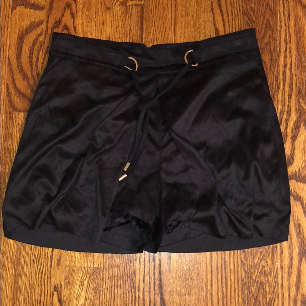Cute Silky Black Skort with Gold Detailing